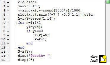 تعیین نقاط صفر تابع در Matlab بدون استفاده از توابع آماده