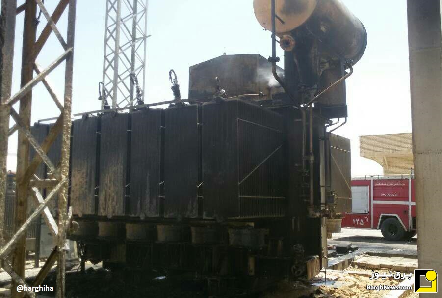 تصویر/ترانس سوخته شده پست برق 66 کیلوولت در شهرستان دشتستان