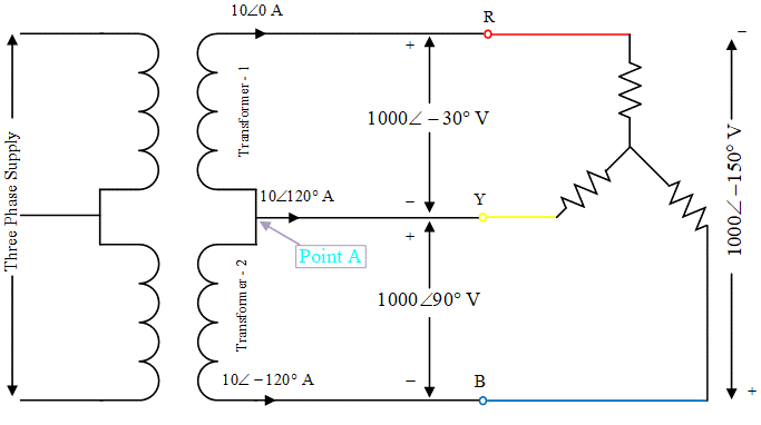 محاسبات و دیاگرام اتصال دلتای (مثلث) باز ترانس
