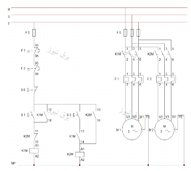 طراحی مدار راه اندازی دو الکتروموتور سه فاز یکی پس از دیگری
