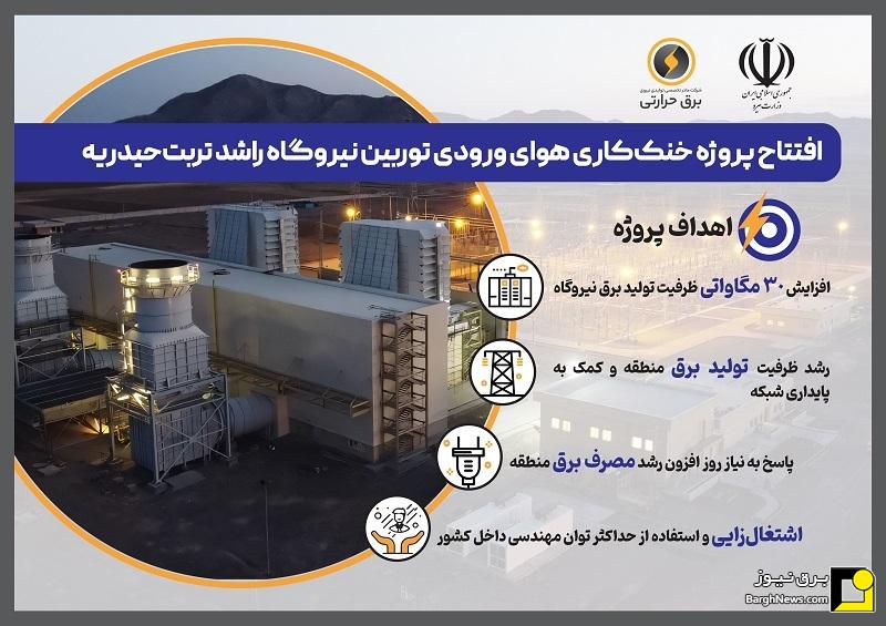 افتتاح سامانه خنک‌کاری هوای ورودی توربین نیروگاه تربت‌حیدریه با حضور وزیر نیرو