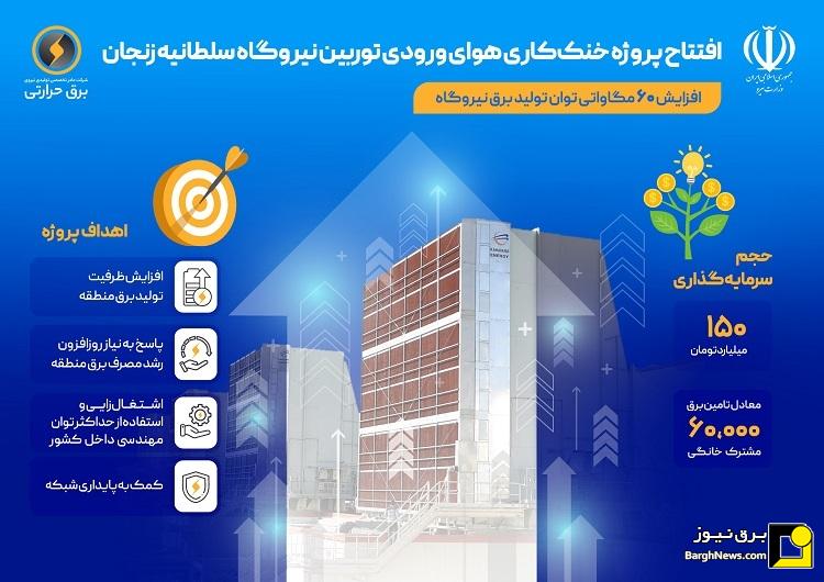 افتتاح سامانه خنک‌کاری هوای ورودی توربین نیروگاه سلطانیه با حضور وزیر نیرو